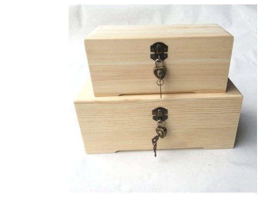 Wooden Rectangular Box Retro Lock-Shaped Box