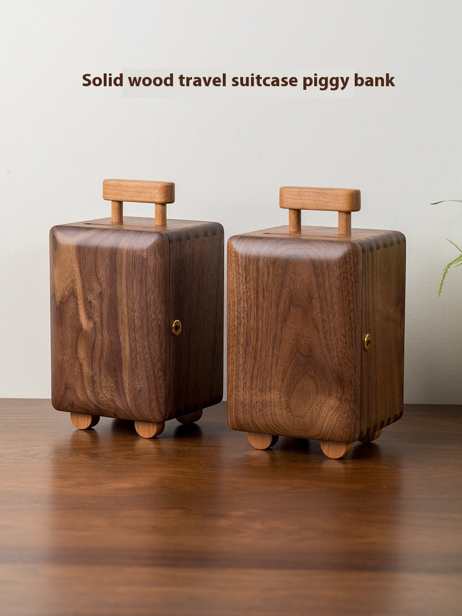 Black Walnut Wooden Money Box Change Storage Box
