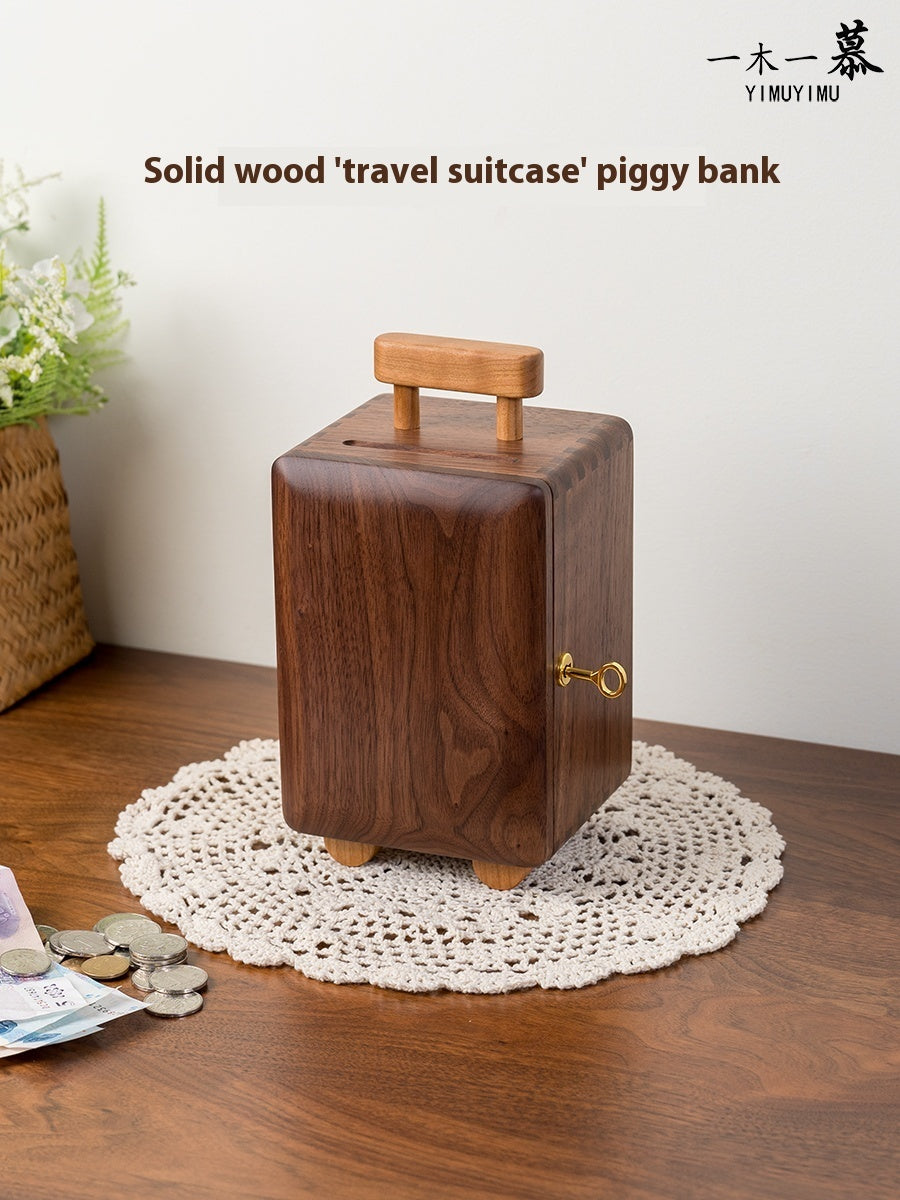 Black Walnut Wooden Money Box Change Storage Box