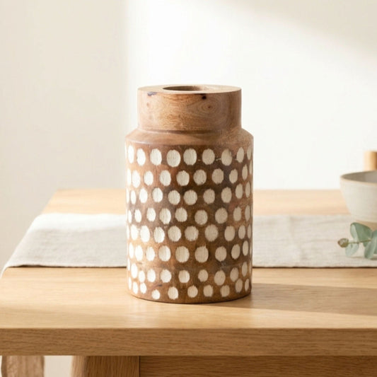 Straight Vase with White Polka Dots, Small