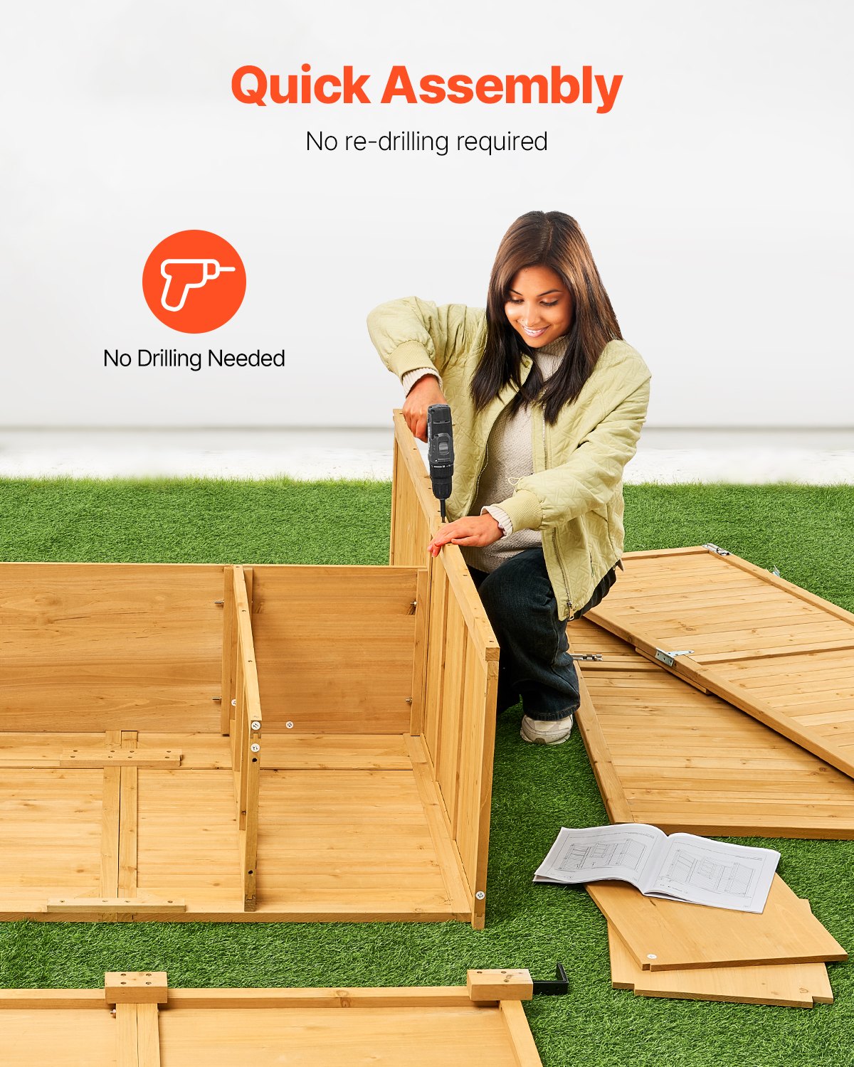 Outdoor Wooden Storage Shed Waterproof Garden Tool Metal Shed 55x67.5 Inch