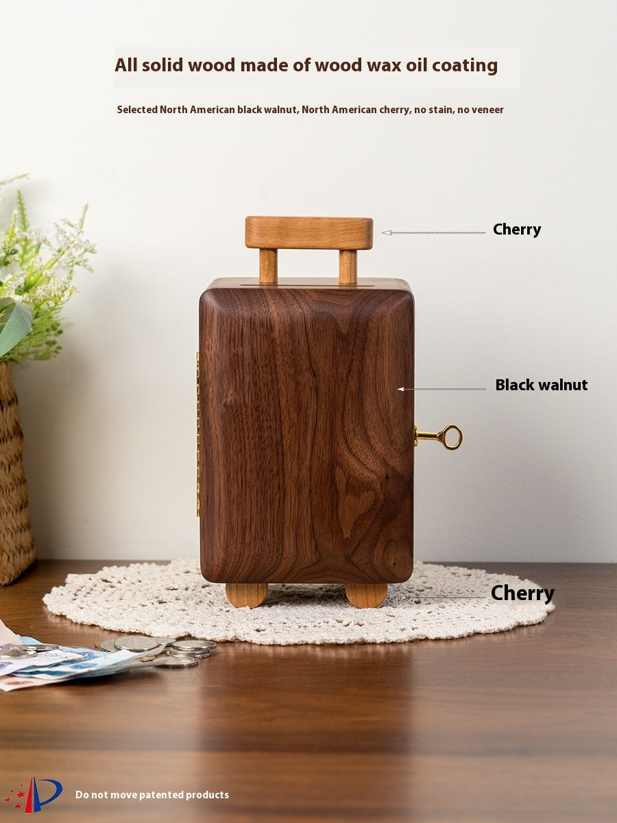 Black Walnut Wooden Money Box Change Storage Box