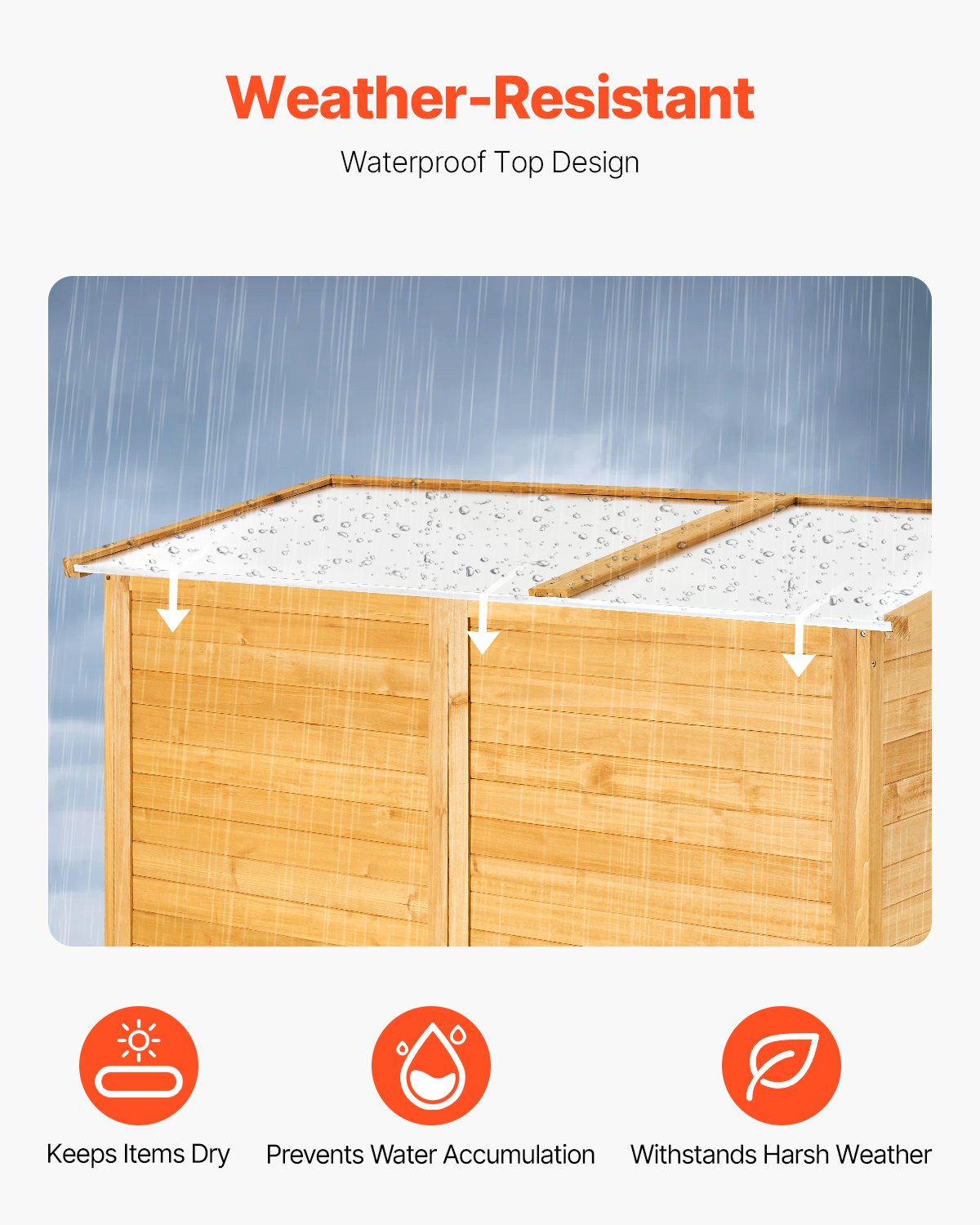 Outdoor Wooden Storage Shed Waterproof Garden Tool Metal Shed 55x67.5 Inch