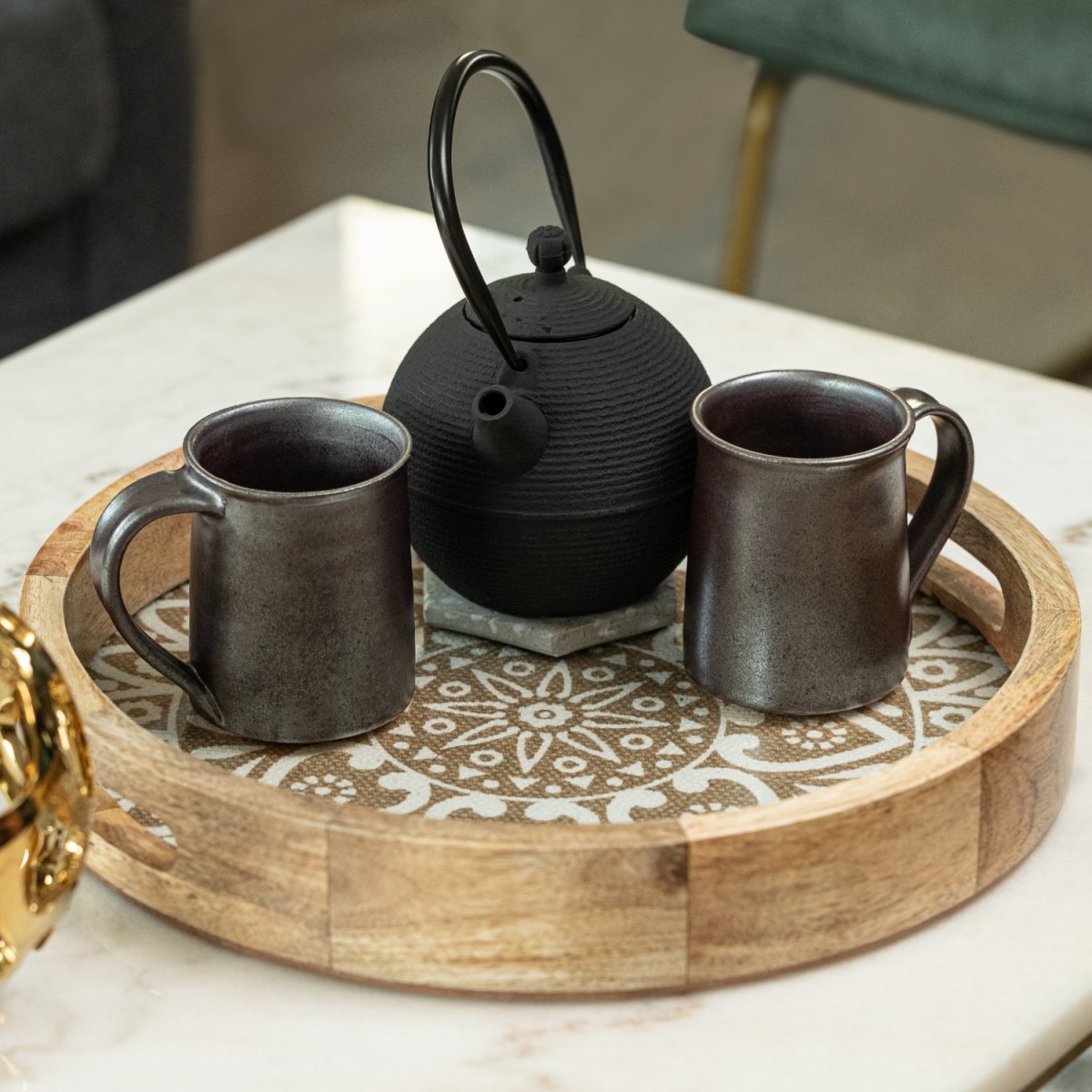 Round Tray with Cotton Mat