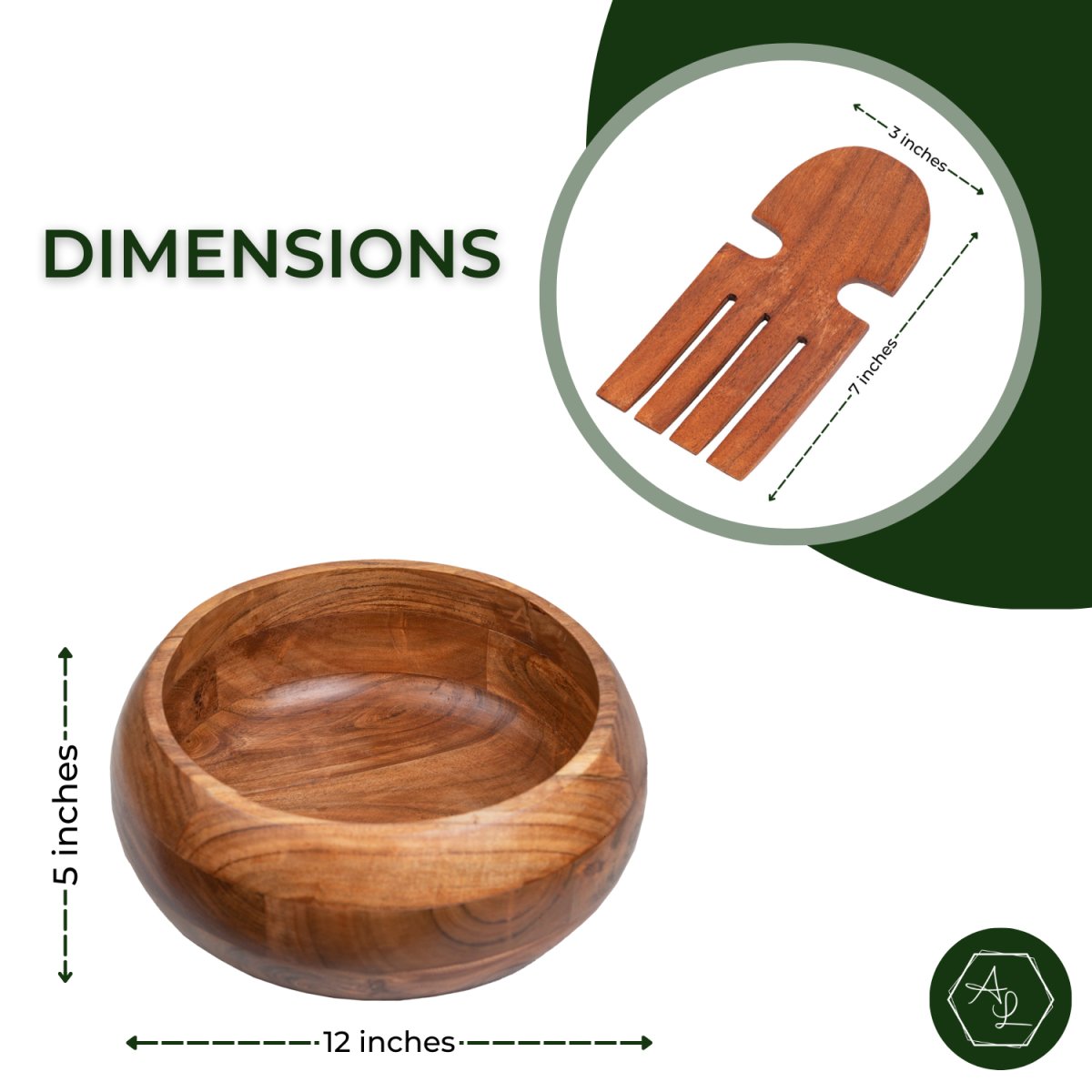 Salad Bowl (Large) With Set of 2 Servers