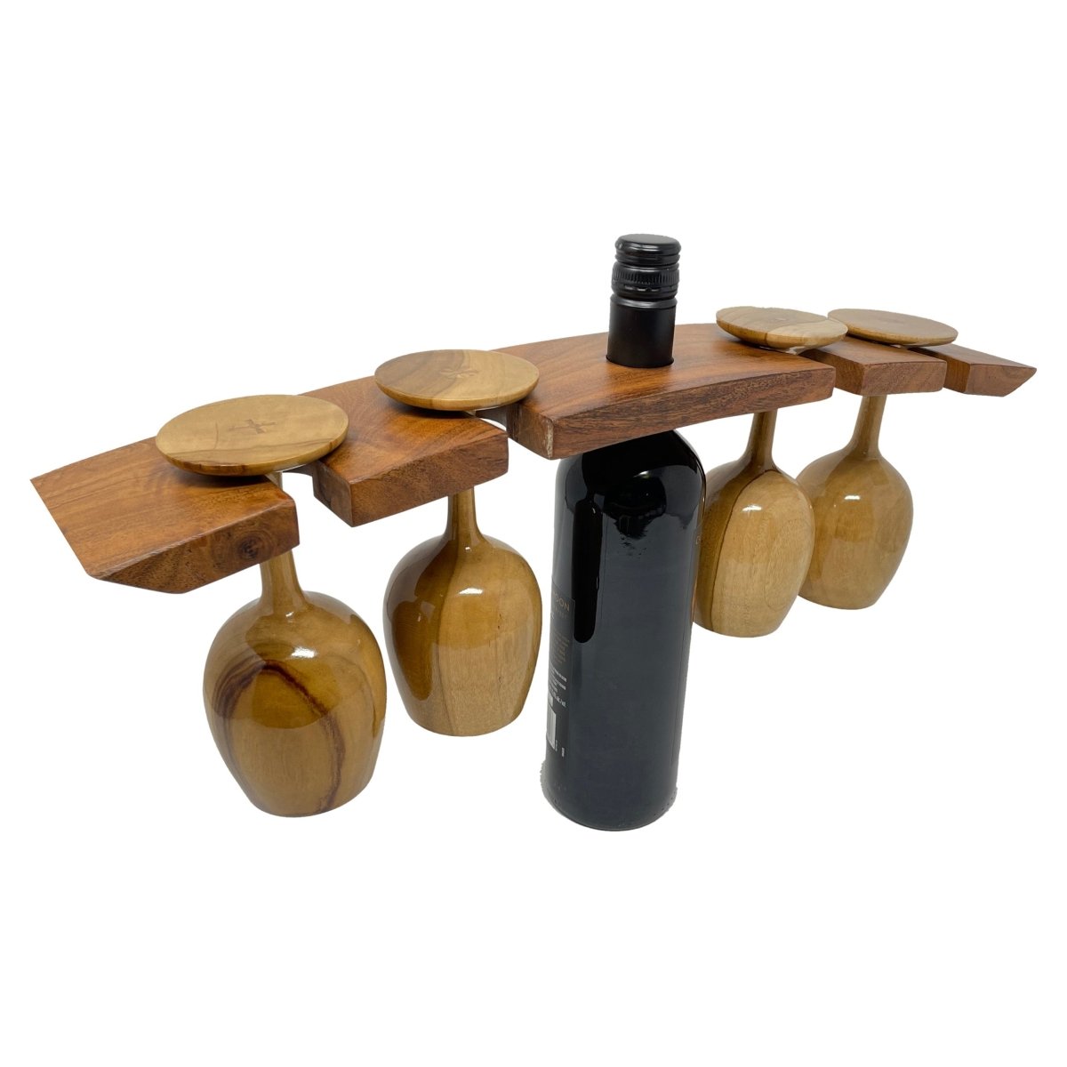 Wine Bottle Stand for 4 Glasses
