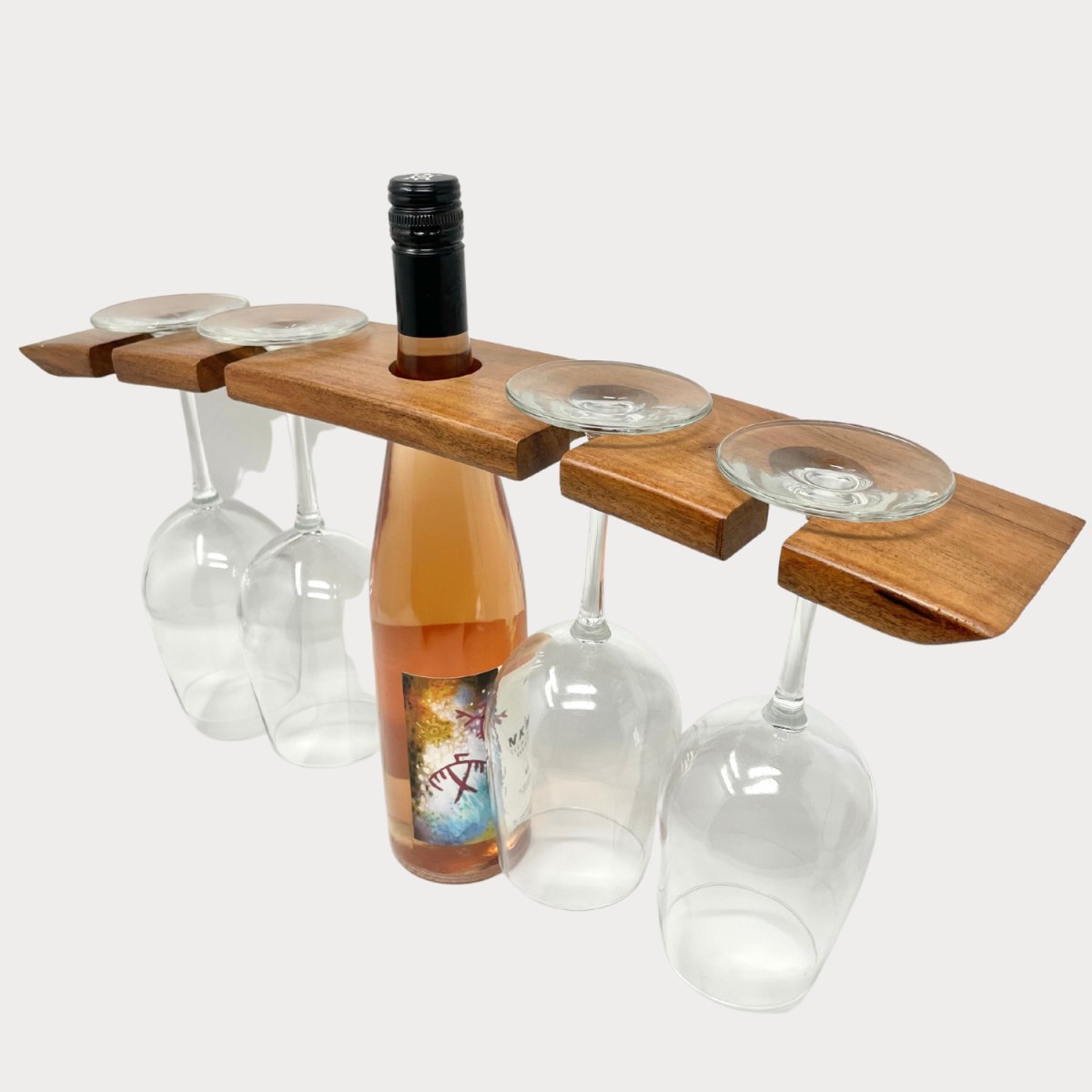 Wine Bottle Stand for 4 Glasses